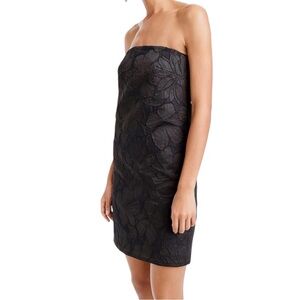 J. Crew Black Label Embossed Floral Strapless Mini in Black ⚫️ Size 6